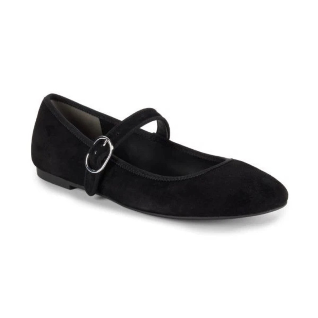 Stuart Weitzman Flats Alice Mary Jane In Black Suede